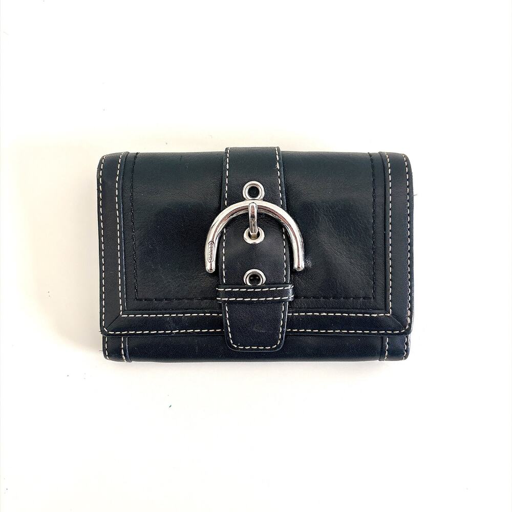 Vintage Coach Soho Buckle Trifold Wallet - Black
